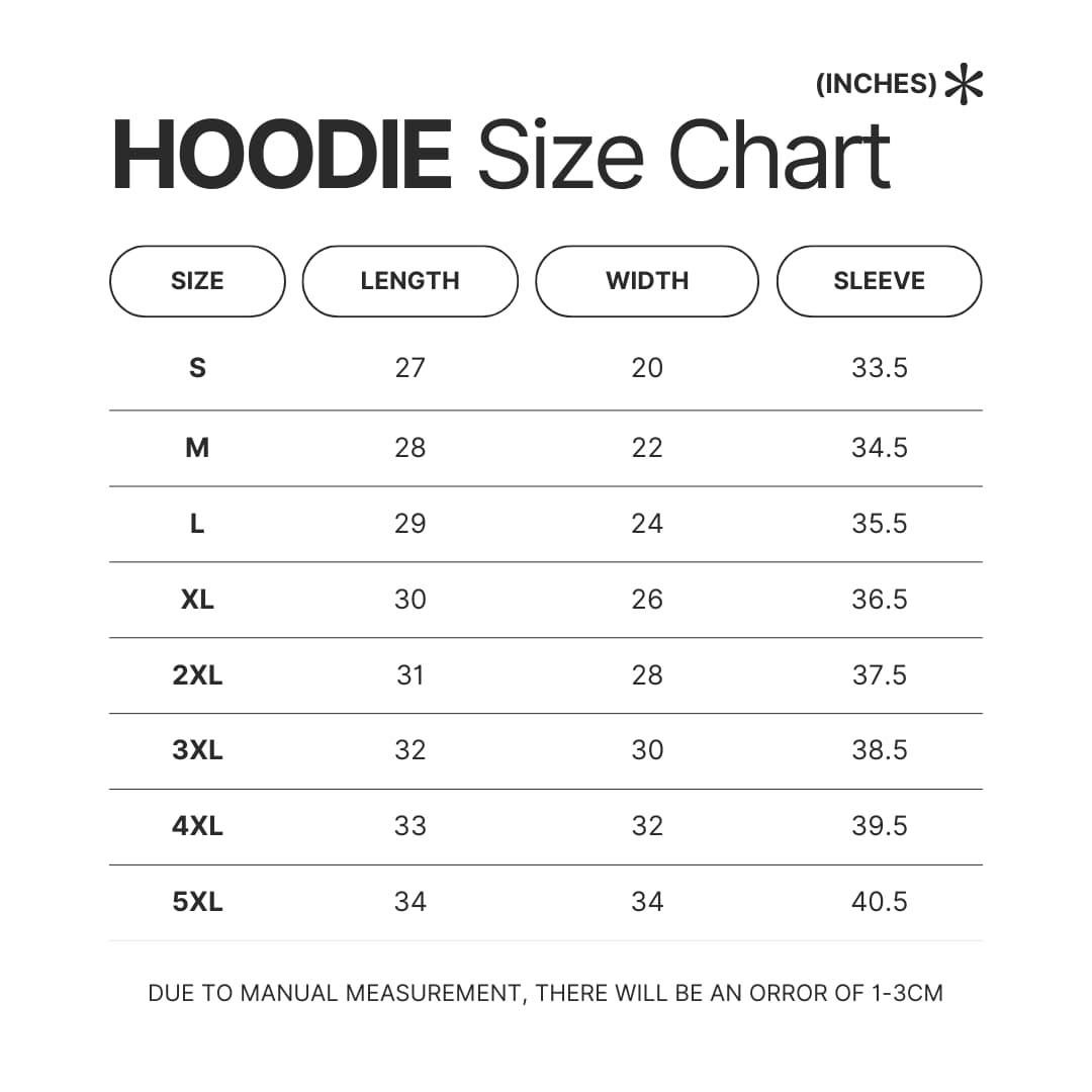Hoodie Size Chart - Bon Jovi UK Shop