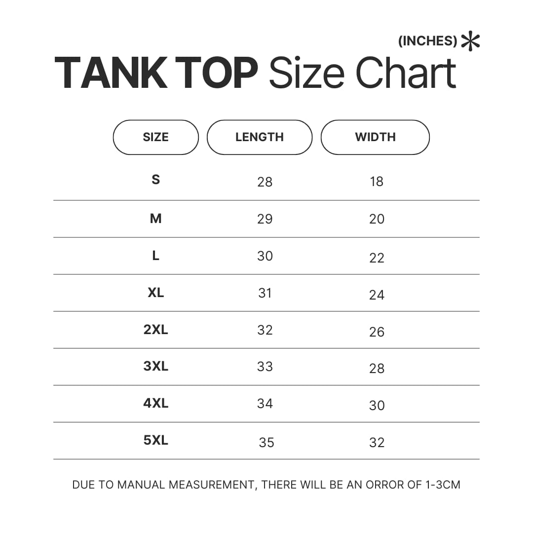 Tank Top Size Chart - Bon Jovi UK Shop