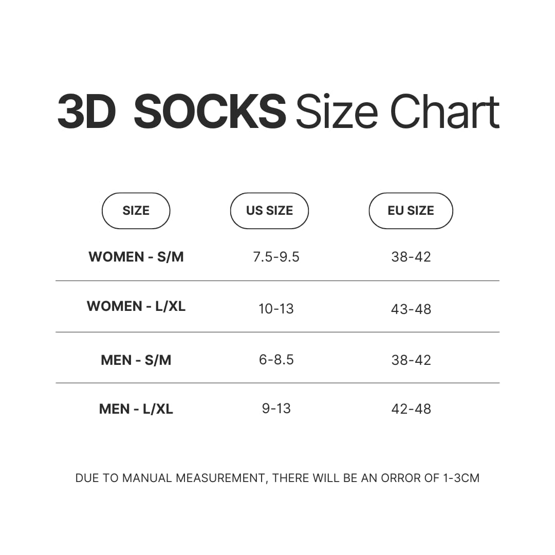 3D Socks Size Chart - Bon Jovi UK Shop