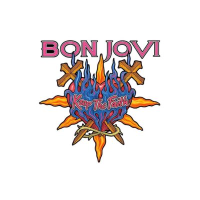 Alternative view of Bon Jovi Keep The Faith Flaming Heart Tote Bag