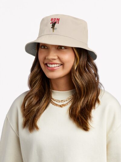 Alternative view of Bon Jovi Neon Winged Heart And Dagger Rock Tribute Fan Art Bucket Hat