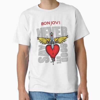 Alternative view of Bon Jovi Winged Heart Dagger Never Say Goodbye Inspired Fan Art T-shirt