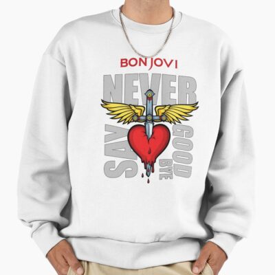 Alternative view of Bon Jovi Winged Heart Dagger Never Say Goodbye Inspired Fan Art Sweatshirt